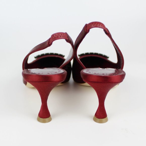 NEW MANOLO BLAHNIK Satin Slingback Pumps - Picture 10 of 12
